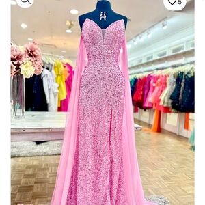 Pink sequins prom dress